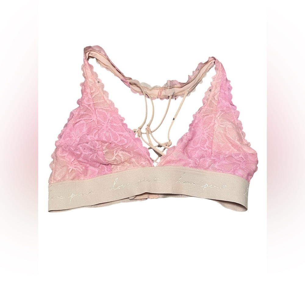 PINK Victorias Secret Pink Lace Bralette Size Small EUC